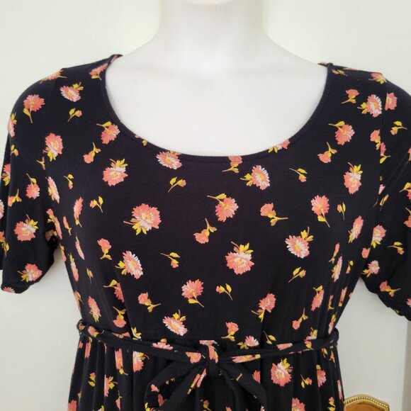 Ingrid Isabel Maternity Black Floral Midi Dress With Tie Waist M - Picture 6 of 6